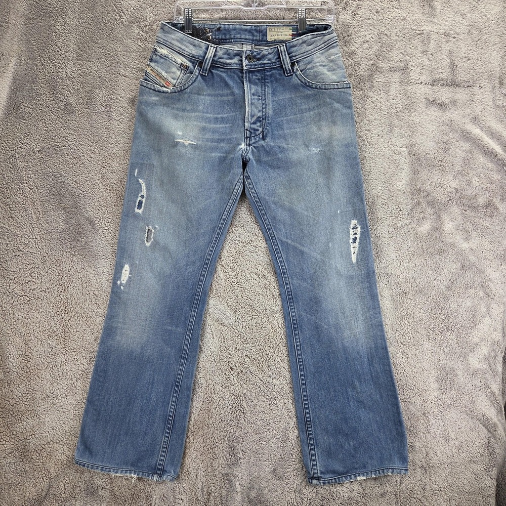 Diesel Jeans Mens Blue Zaf Special Bootcut Italy 0089X Altered Hem Fits 29x30